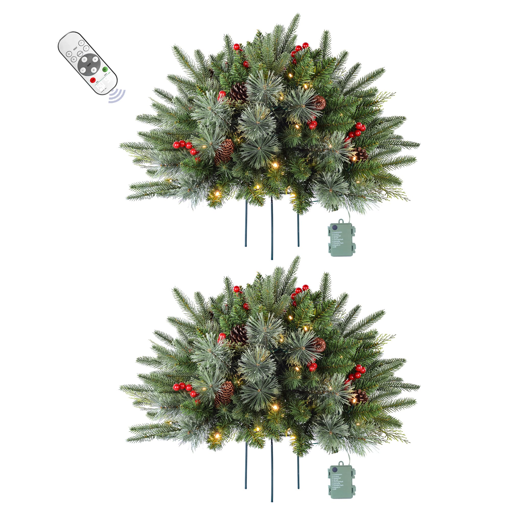 Amazon.co.jp: 24インチの照明付き屋外クリスマスツリー2個セット